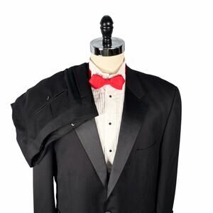 Versini Tuxedo Mens 46S Black Wool One Button Double Pleated Pants 40x29 Formal